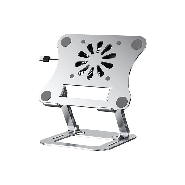 Adjustable Aluminum Laptop Stand with Built-in Cooling Fan