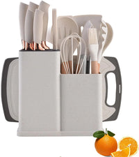 Premium 19Pcs Kitchen Cooking Set – Utensils, Knives & Storage Holder
