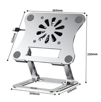 Adjustable Aluminum Laptop Stand with Built-in Cooling Fan