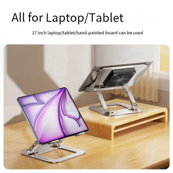 Adjustable Aluminum Laptop Stand with Built-in Cooling Fan
