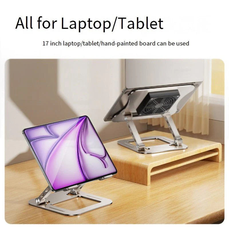 Adjustable Aluminum Laptop Stand with Built-in Cooling Fan