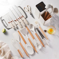 Premium 19Pcs Kitchen Cooking Set – Utensils, Knives & Storage Holder