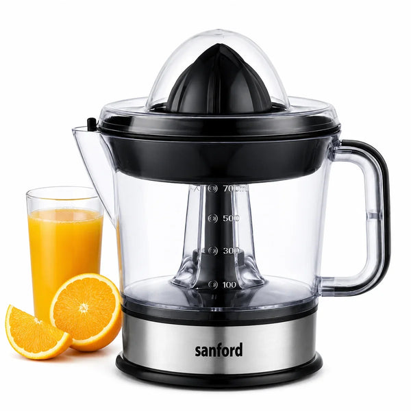 Sanford Citrus Juicer – 700ml Capacity with Adjustable Pulp Filter & 2 Cones