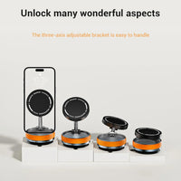 Magnetic Suction Phone Holder K10b – Adjustable Smartphone Grip in Black & Orange