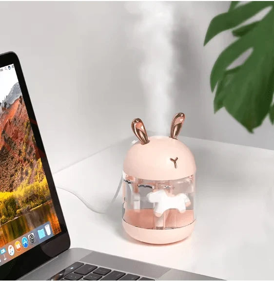 Portable Rabbit Humidifier – USB Ultrasonic Mist with Colorful LED Light