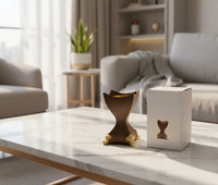 Decorative Incense Burner with Gold Accents – Wood-Style Bakhoor & Incense Holder