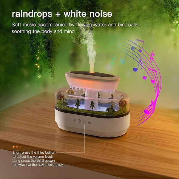 Raindrop Aroma Diffuser – Mini Garden Ultrasonic Humidifier with LED Ambient Light