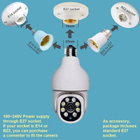 1080P WiFi Light Bulb Security Camera – Two-Way Audio & Remote Smartphone Access