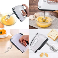 7-Speed Electric Hand Mixer – 150–200W with Stainless Steel Beaters & Dough Hooks