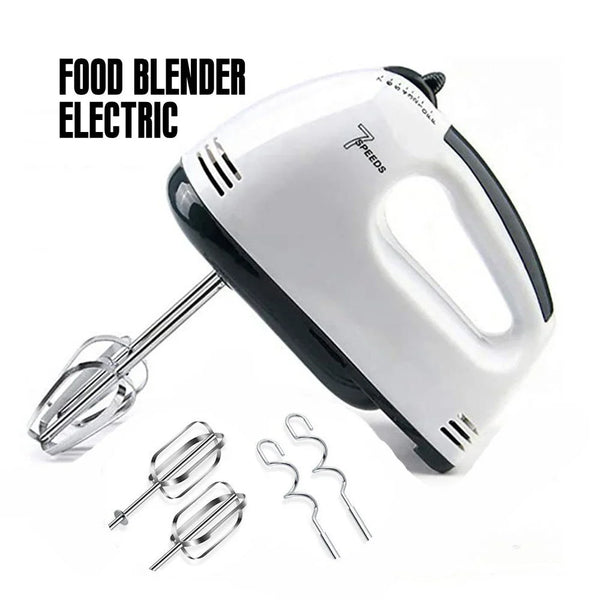 7-Speed Electric Hand Mixer – 150–200W with Stainless Steel Beaters & Dough Hooks
