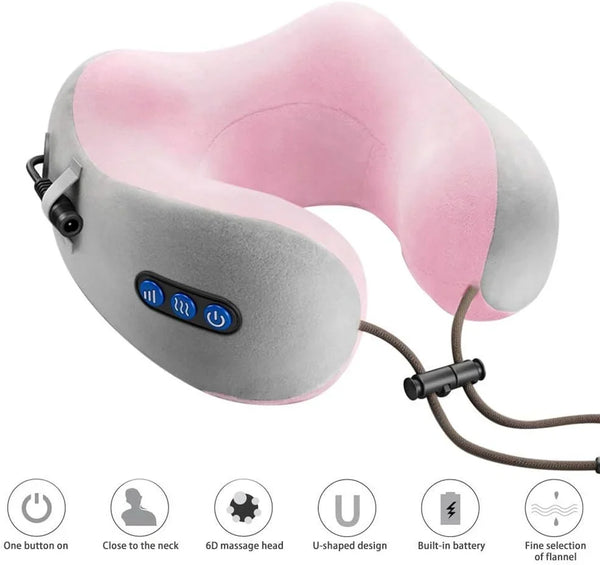 U-Shaped Neck Massager Pillow – 3 Massage Modes, Heat & Portable 270° C-Shape